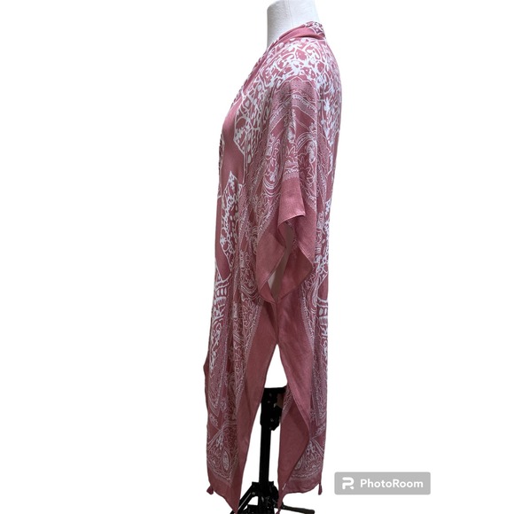 Breezy Lane Beach Boho Cover Up O/S Kimono Cardigan Indie Fringe Flowy Lagenlook - Picture 7 of 9
